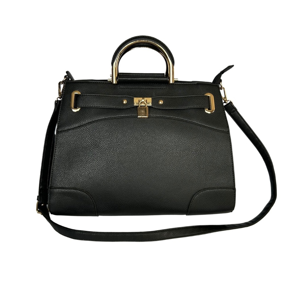 Faux Leather Black Satchel